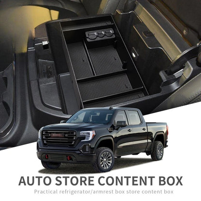 Dual Layer Center Console Organizer for Chevy Silverado 1500 and GMC Sierra 1500 2019 to 2022