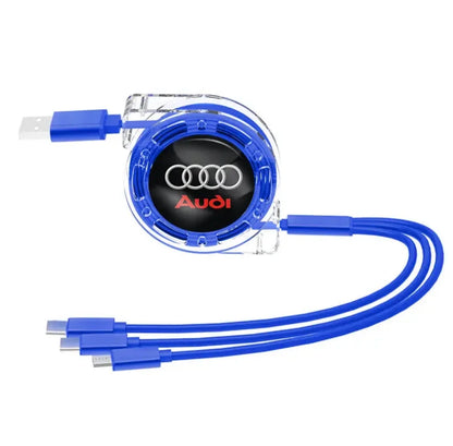 3-in-1 USB charging cable for Audi – multi-charger with Type-C, Micro-USB &amp; Lightning connector