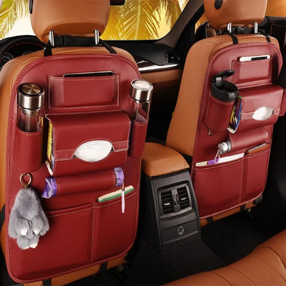 Universal Car Seat Back Organizer Bag – Premium PU Leather Multi-Pocket Storage Solution for Cars & SUVs