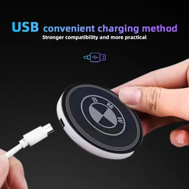 7-Color LED Cup Holder Lights – USB Rechargeable Ambient Coasters for BMW