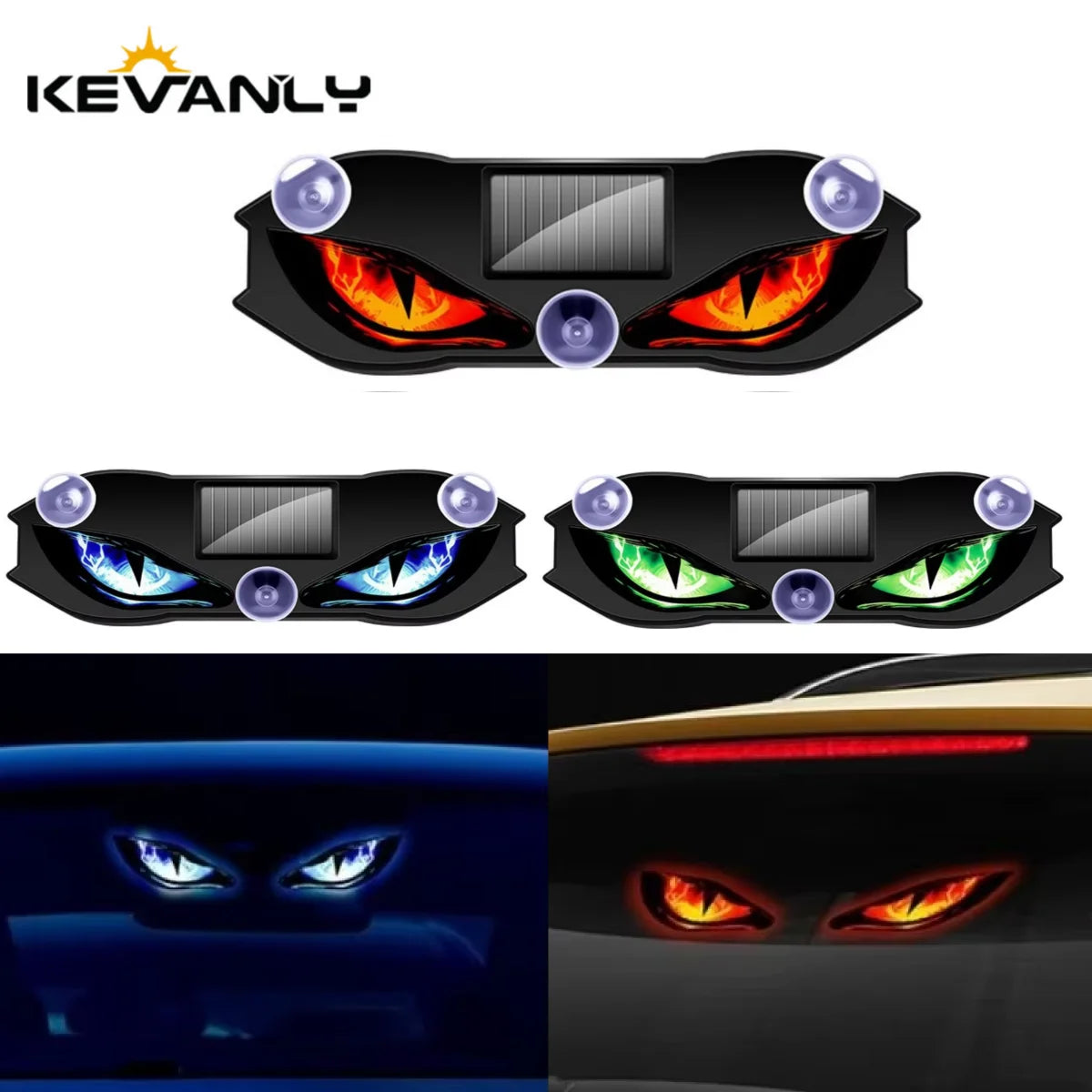 Solar Powered RGB Demon Eye Car Light – Wireless Dynamic LED Warning Light