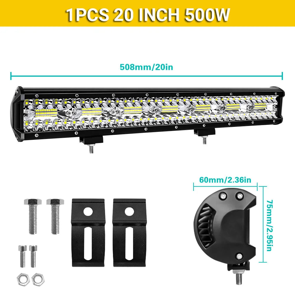 High-Power LED Off-Road Light Bar – Spot & Flood Work Light for Trucks, SUVs & 4x4