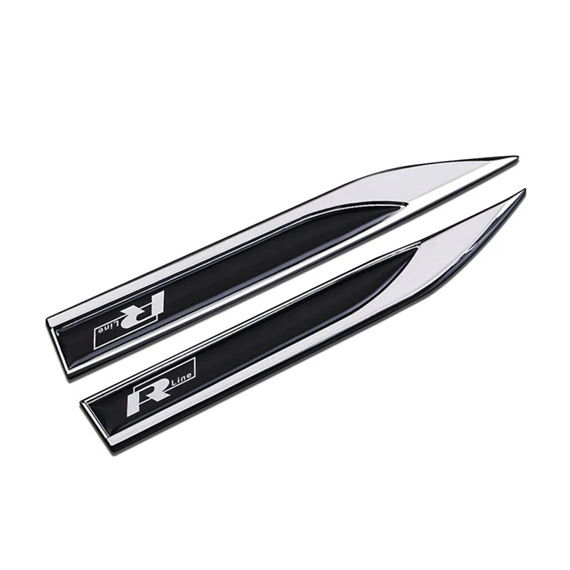 Emblème métallique 3D R-Line pour VW – Autocollant pour ailes latérales (lot de 2)