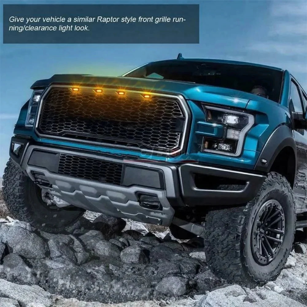 Universal LED Grille Marker Lights – Smoked Amber 12V Off-Road Light Kit