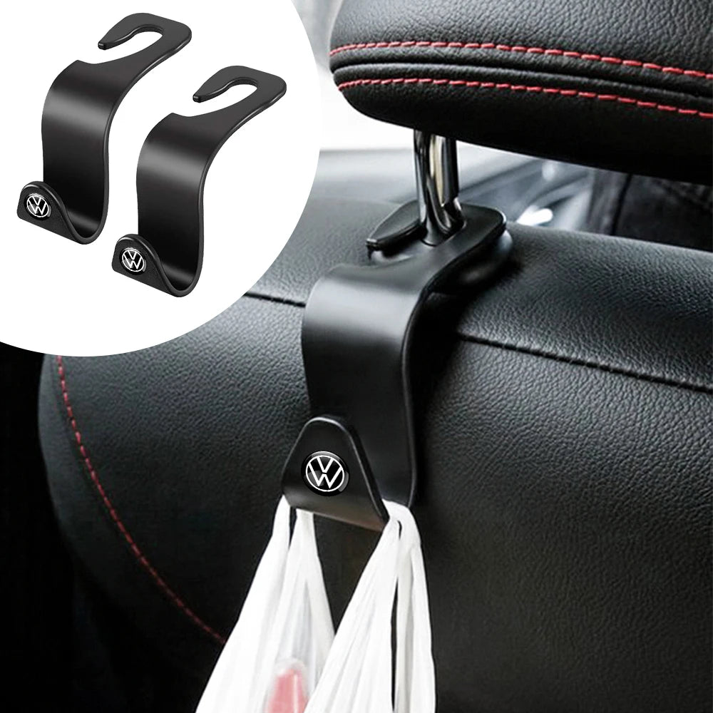 2PCS Volkswagen Headrest Hooks – Universal Rear Seat Hanger for Bags & Groceries