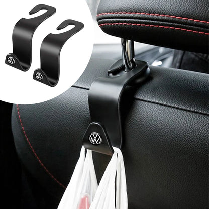 2PCS Volkswagen Headrest Hooks – Universal Rear Seat Hanger for Bags & Groceries