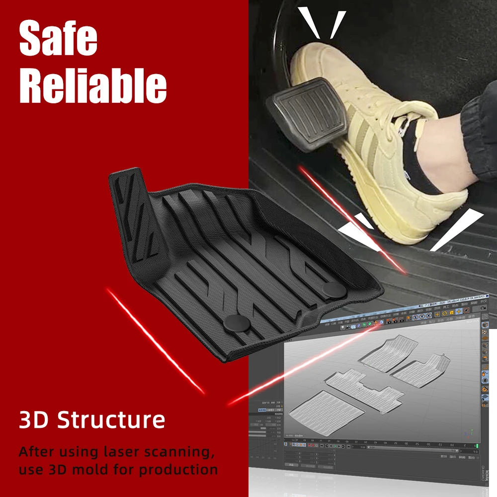3D TPE All Weather Floor Mats for Chevy Silverado and GMC Sierra 2019 to 2023