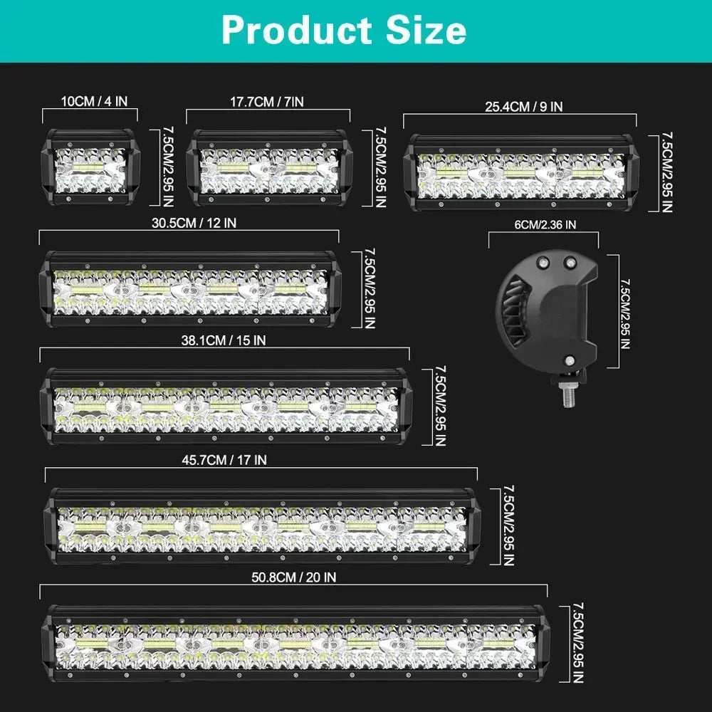 High-Power LED Off-Road Light Bar – Spot & Flood Work Light for Trucks, SUVs & 4x4