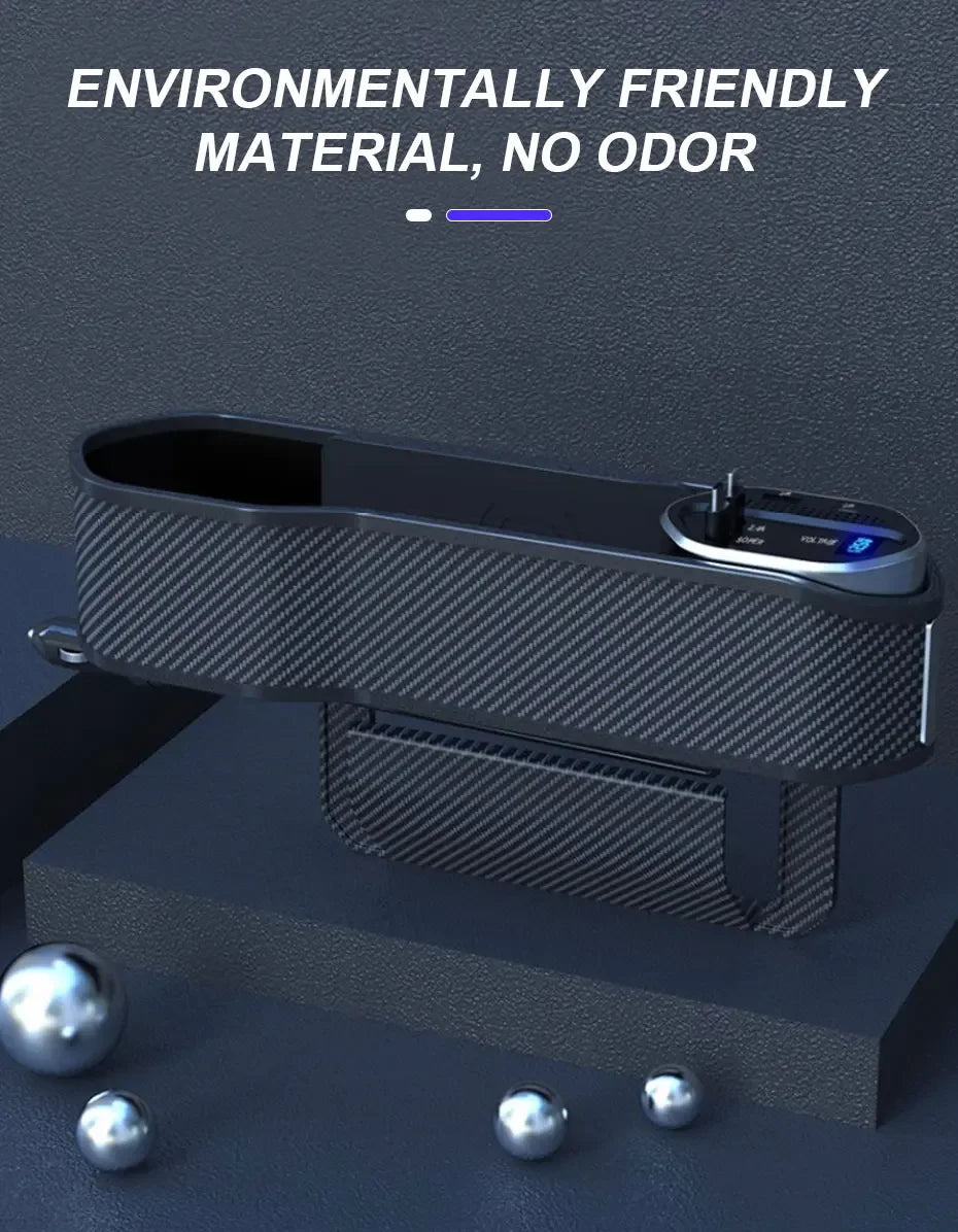 Multifunctional car seat gap holder with wireless charging &amp; 40W USB/USB-C charging port