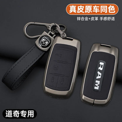 Leather Key Fob Cover for Dodge Ram 1500 2500 3500 4500 5500 TRX and Rebel