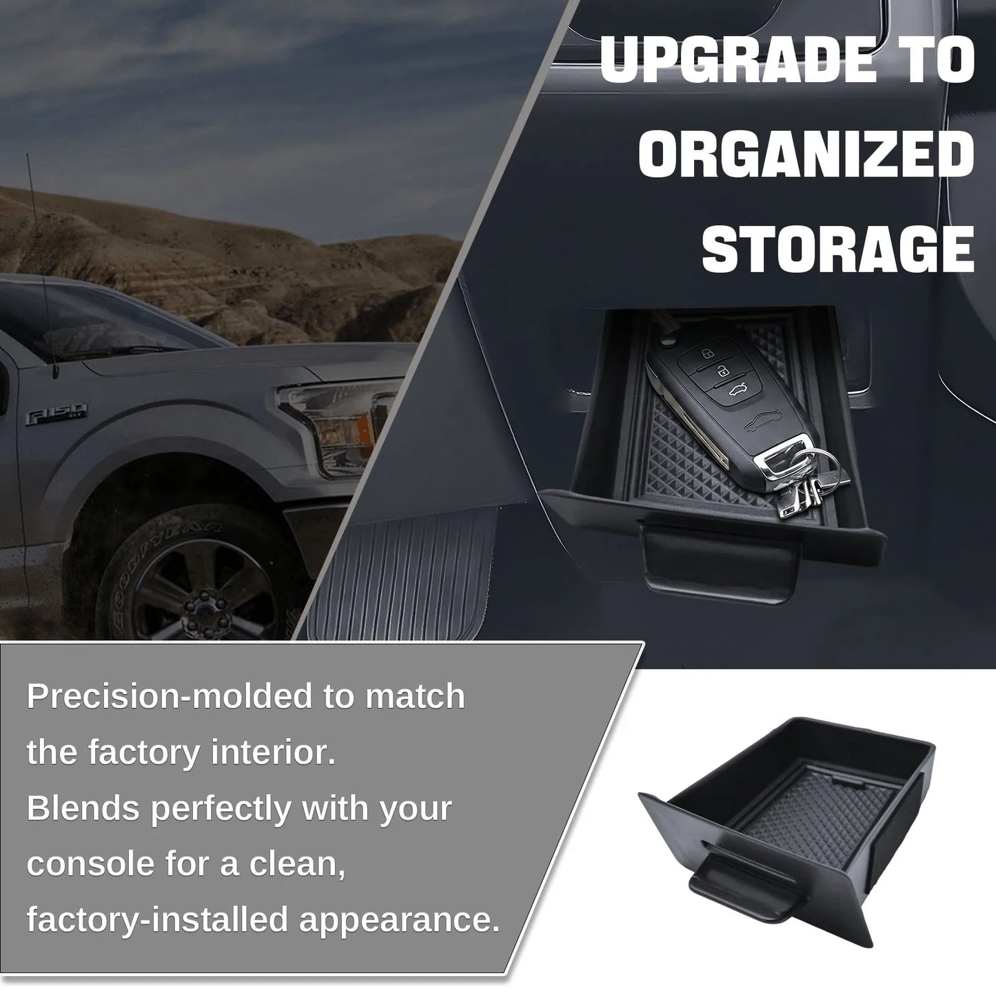 Hidden Center Console Drawer Organizer for Ford F-150 (2015–2020)