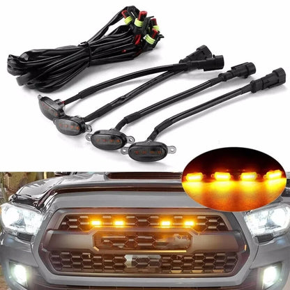 Universal LED Grille Marker Lights – Smoked Amber 12V Off-Road Light Kit