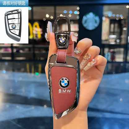 Folding key case for BMW – Elegant protection with leather design and key ring