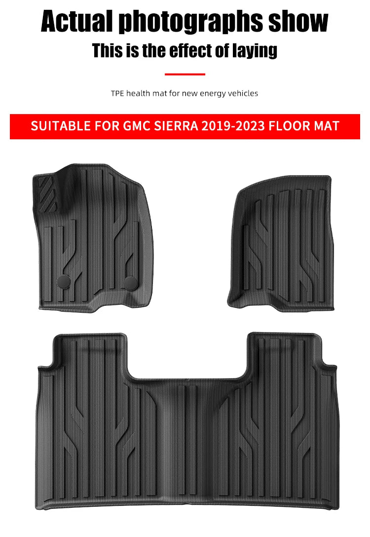 3D TPE All Weather Floor Mats for Chevy Silverado and GMC Sierra 2019 to 2023