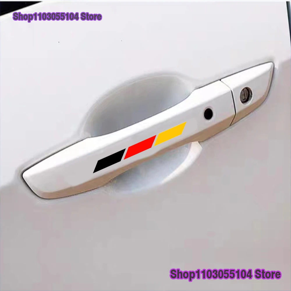 3-color car stickers for VW – sporty accent stripes in black, red, and yellow (4-piece set)