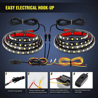 Waterproof LED Truck Bed Light Strip Kit with Switch 12V
