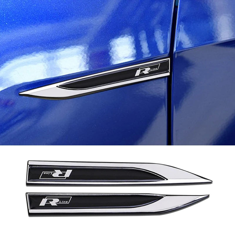R-Line 3D Metal Emblem for VW – Side Fender Badge Sticker (2-Piece Set)