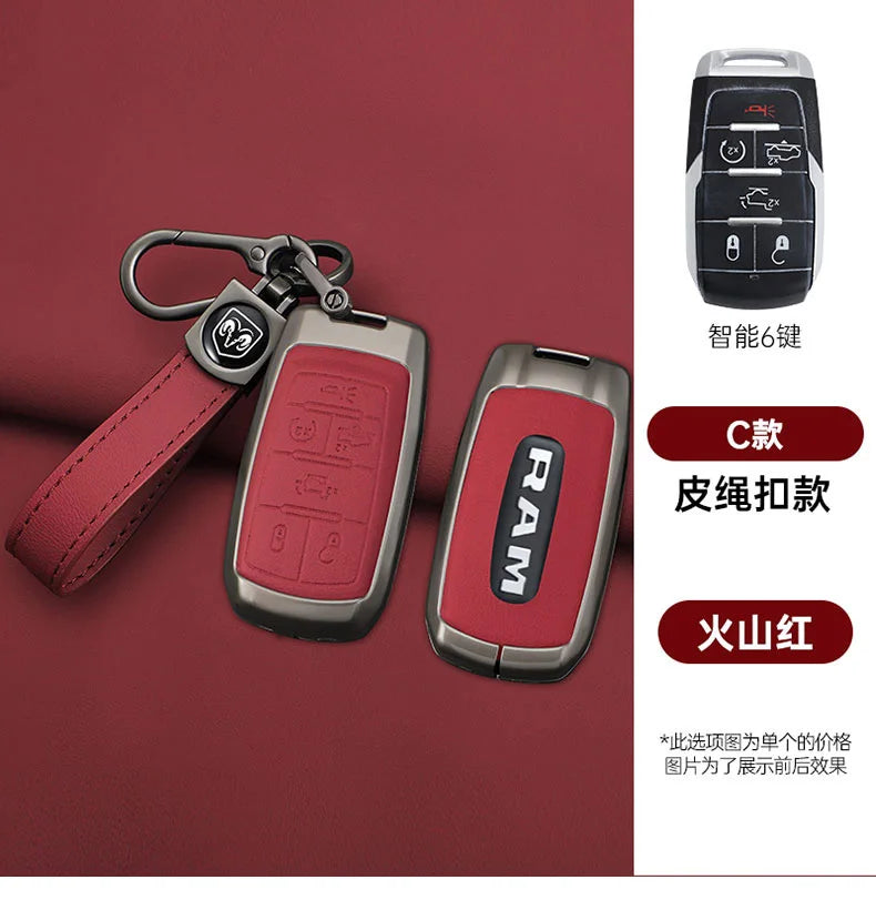 Leather Key Fob Cover for Dodge Ram 1500 2500 3500 4500 5500 TRX and Rebel