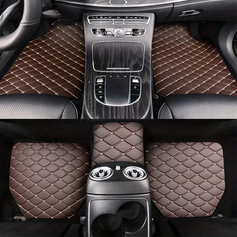 Universal 5PCS Car Floor Mats – Waterproof PU Leather Auto Interior Protection Set for Most Vehicles