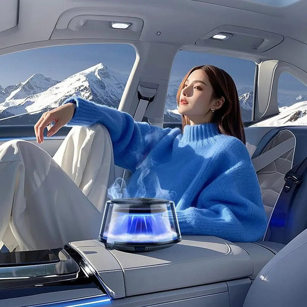 Smart Car Air Diffuser – Snow Mountain Car Air Freshener with RGB Light (Rechargeable)