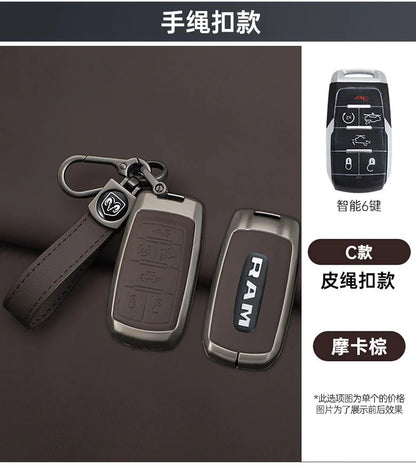Leather Key Fob Cover for Dodge Ram 1500 2500 3500 4500 5500 TRX and Rebel