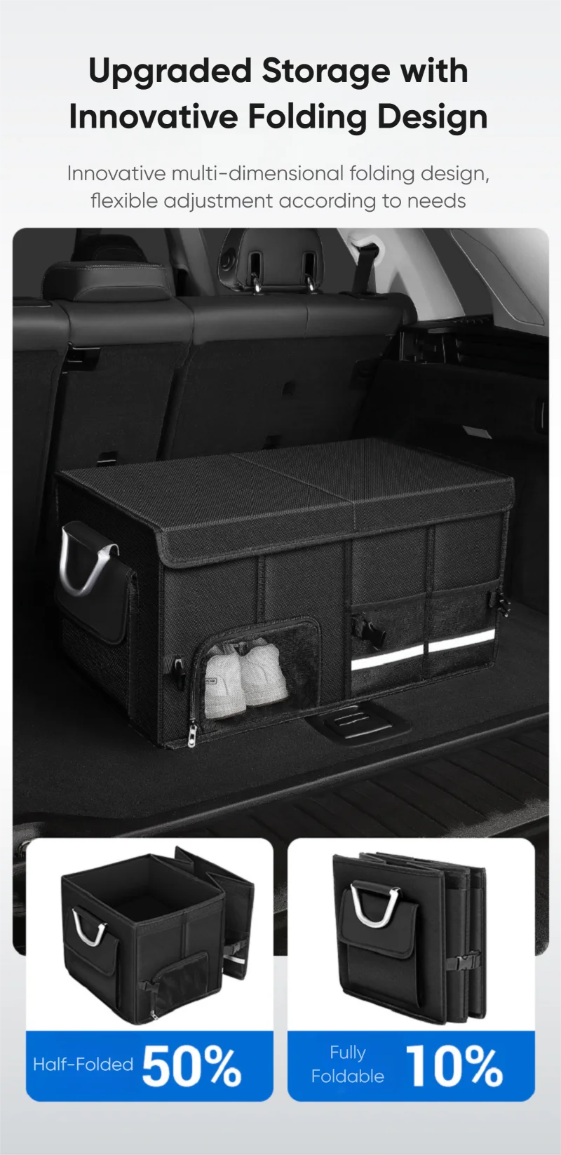 Portable Foldable Car Trunk Organizer – Waterproof Oxford Storage Box up to 92L