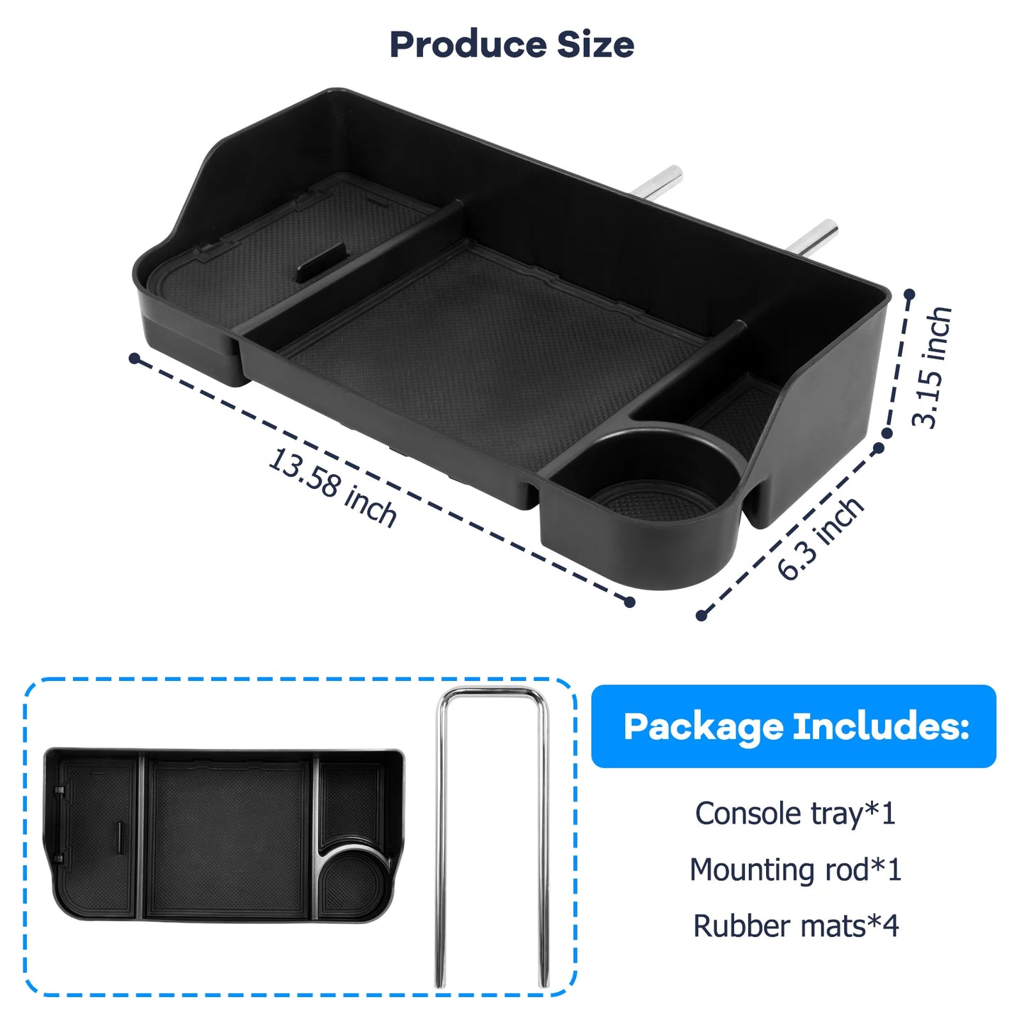 Front Console Organizer Tray for Ford F-Series Trucks (2011–2025)