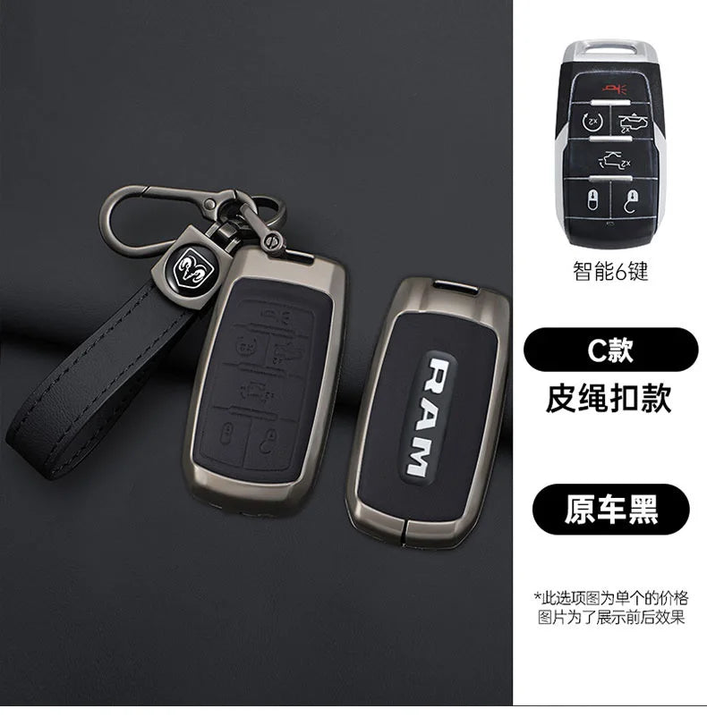 Leather Key Fob Cover for Dodge Ram 1500 2500 3500 4500 5500 TRX and Rebel