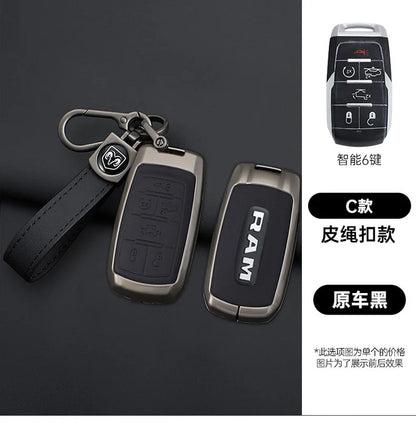 Leather Key Fob Cover for Dodge Ram 1500 2500 3500 4500 5500 TRX and Rebel
