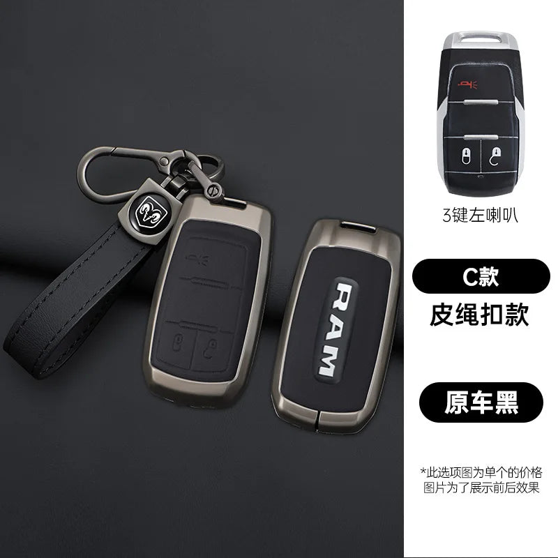 Leather Key Fob Cover for Dodge Ram 1500 2500 3500 4500 5500 TRX and Rebel