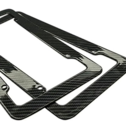 Carbon-look license plate holder – Universal car license plate frame with screw set