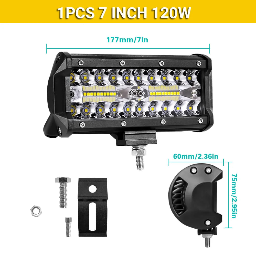 High-Power LED Off-Road Light Bar – Spot & Flood Work Light for Trucks, SUVs & 4x4
