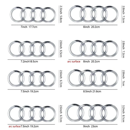 Black or silver 4-ring emblem for Audi – front grill &amp; rear logo badge (A3, A4, A5, A6, A7, Q2, Q3, Q5, Q8, TT)