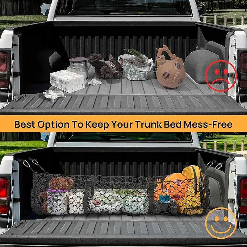 Heavy-Duty Truck Bed Cargo Net Organizer – Universal Mesh Storage Net
