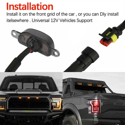 Universal LED Grille Marker Lights – Smoked Amber 12V Off-Road Light Kit