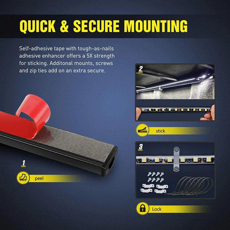 Waterproof LED Truck Bed Light Strip Kit with Switch 12V