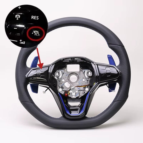 VW Golf 8 GTI steering wheel with touch buttons and paddle shifters