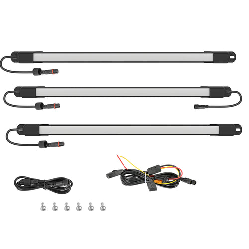 Waterproof LED truck bed lighting kit available with 66, 132 or 198 white LEDs for pickup trucks, cargo areas and work boxes.
