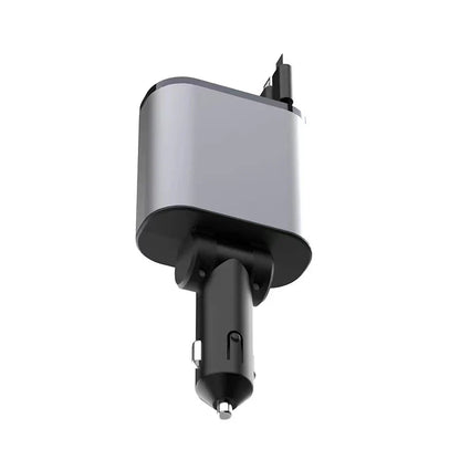 USB car charger with retractable cable and 100W fast charging