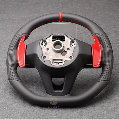 Sports steering wheel made of artificial leather for Volkswagen Golf – Universal premium design