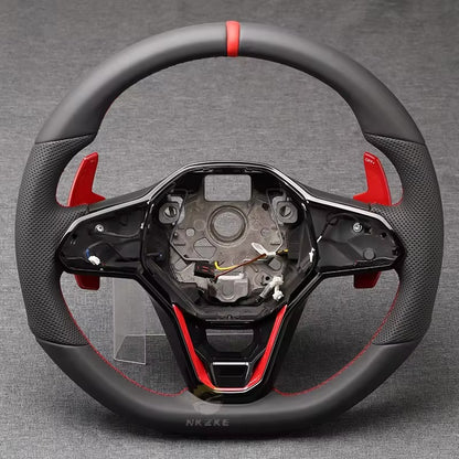 Sports steering wheel made of artificial leather for Volkswagen Golf – Universal premium design