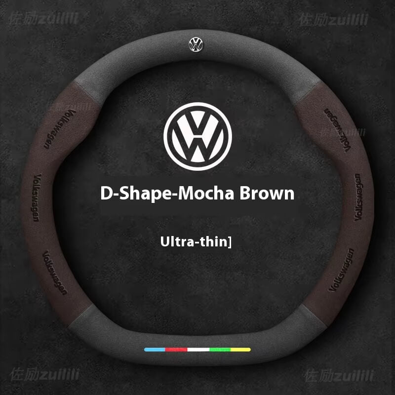 AutoVeredler suede steering wheel cover – round wine red for VW