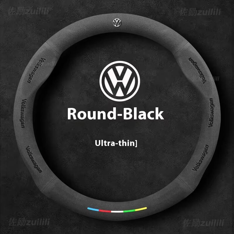 AutoVeredler suede steering wheel cover – round wine red for VW