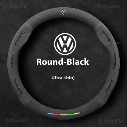 AutoVeredler suede steering wheel cover – round wine red for VW