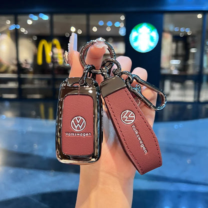 Premium alloy leather key case for Volkswagen car keys – full protection key cover for Polo, Golf, Tiguan, and Passat