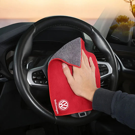 Premium red microfiber car cleaning towel for VW Golf Passat Tiguan Jetta – auto interior and exterior detailing cloth